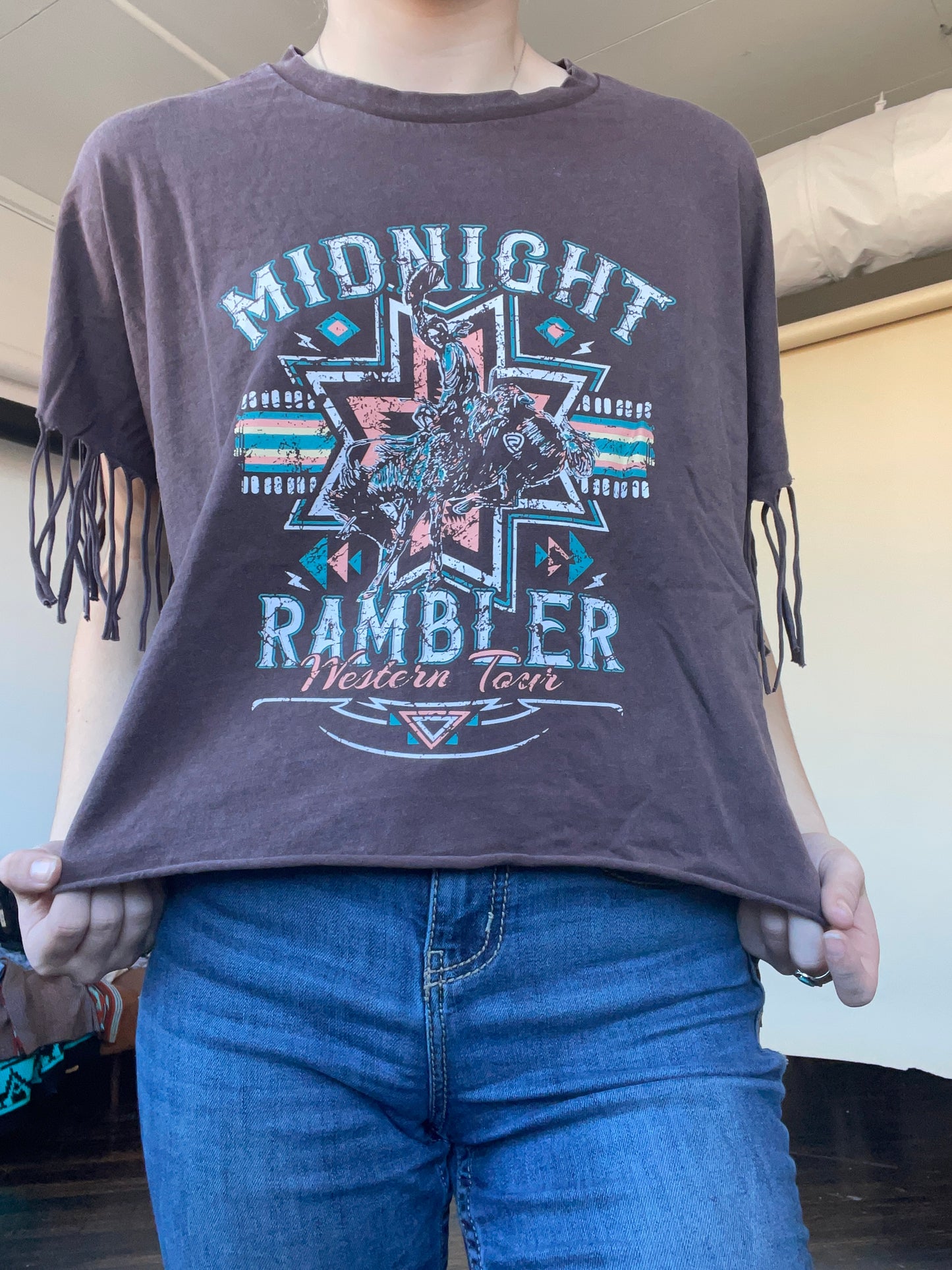 Midnight Desert Rose Fringe Shirt