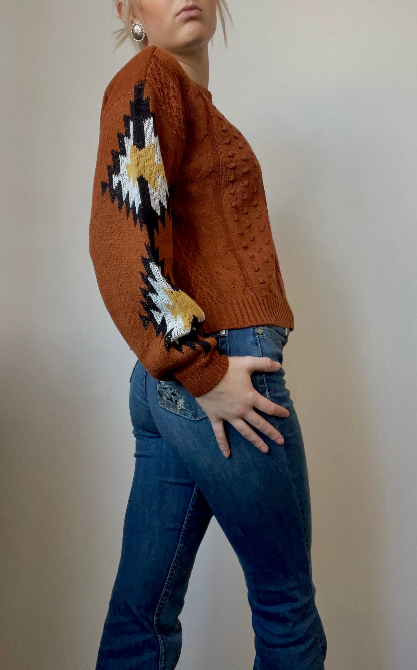 Melanie Aztec Sweater Rust