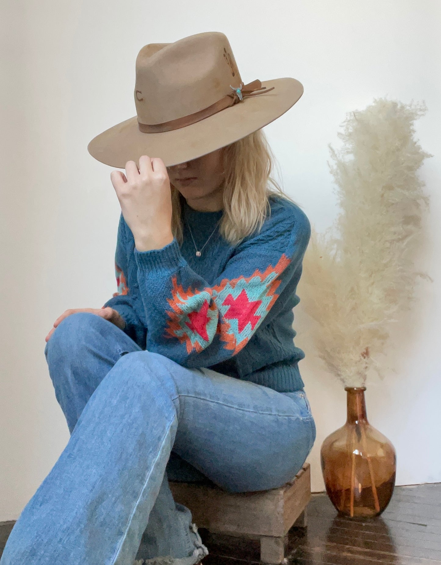 Melanie Aztec Sweater Blue