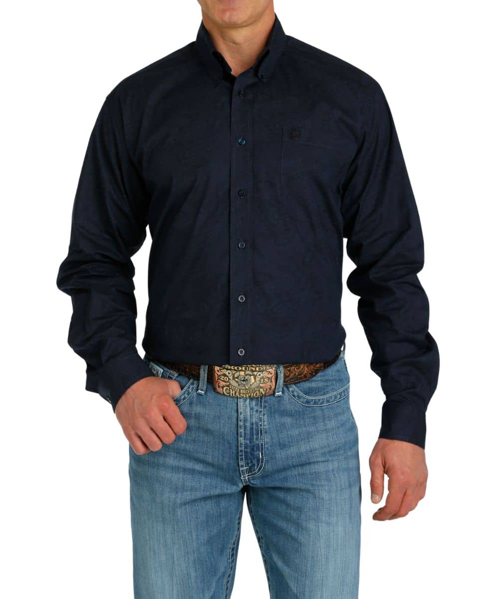 Cinch Navy Paisley Button Up Men's Shirt