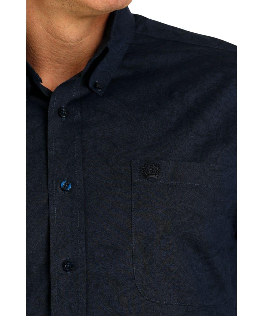 Cinch Navy Paisley Button Up Men's Shirt