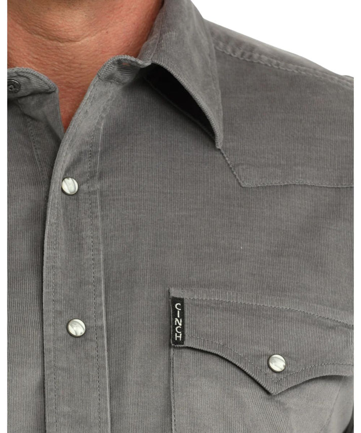 Cinch Grey Corduroy Snap Up