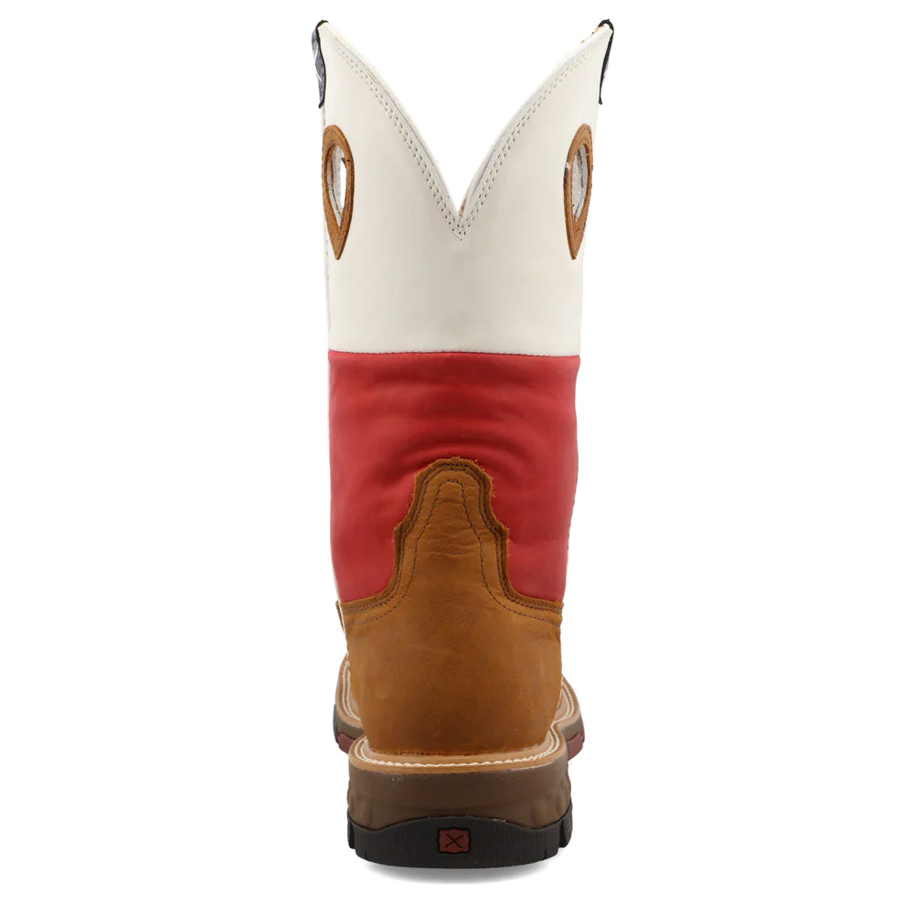 Twisted X Light Brown & Texas Flag Western Work Boot Safety
