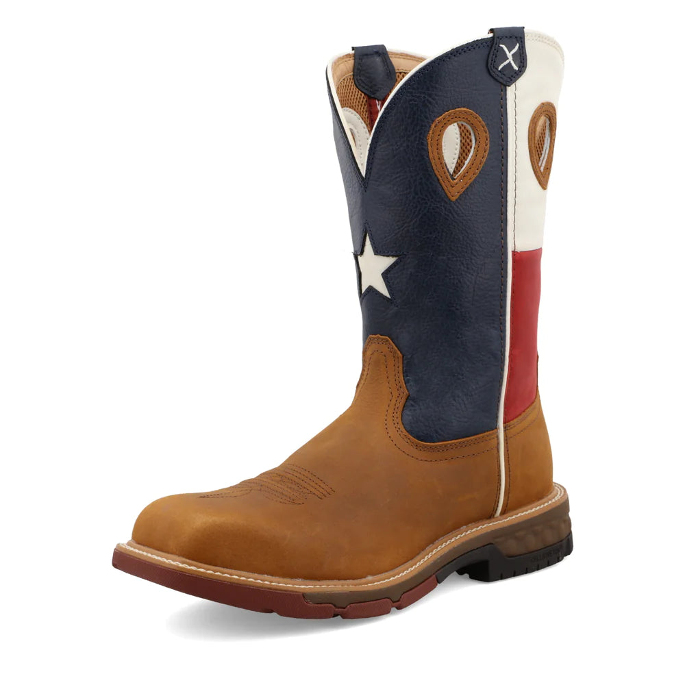 Twisted X Light Brown & Texas Flag Western Work Boot Safety