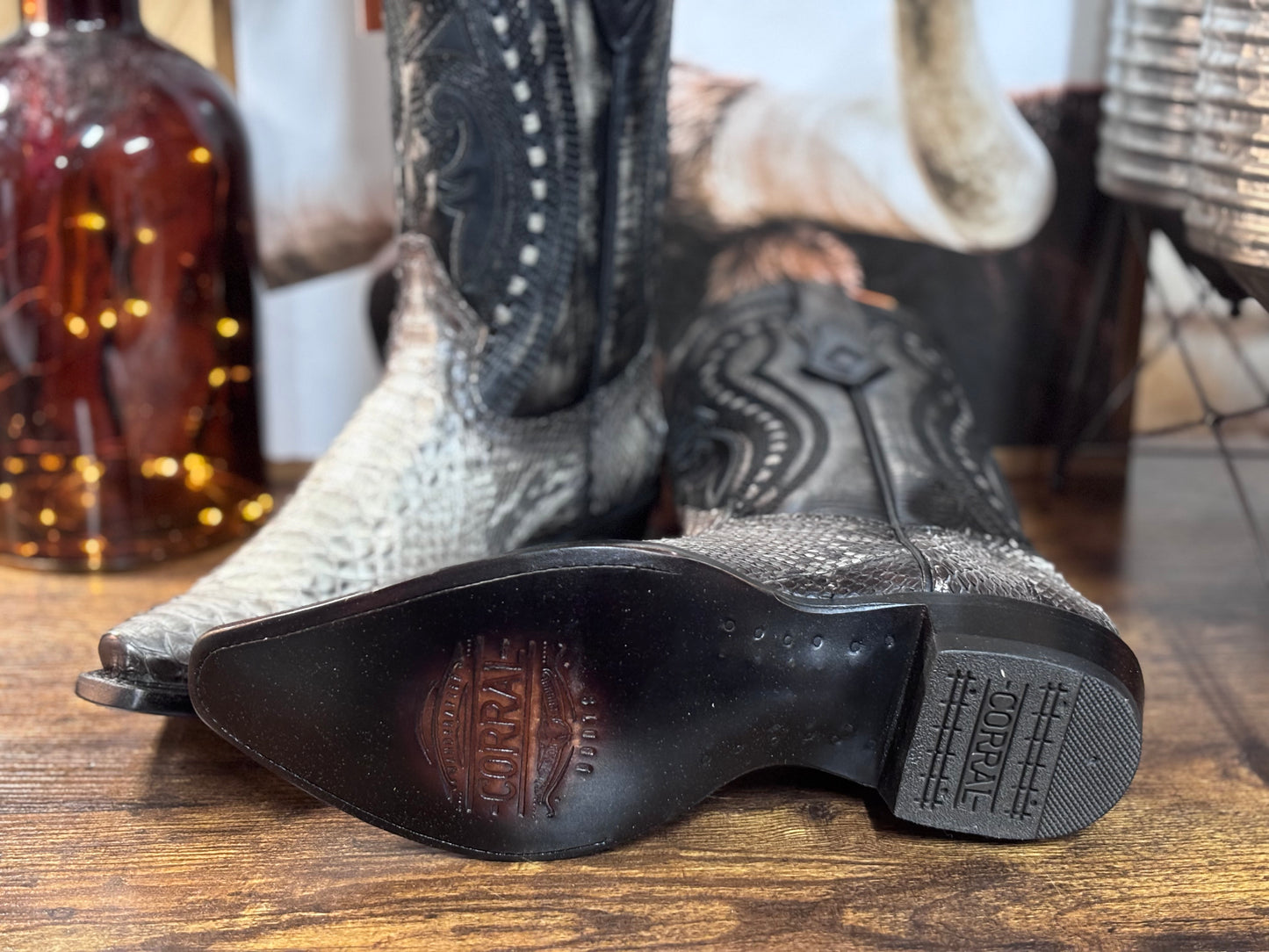 Corral Men's Black Python Embroidered Boots