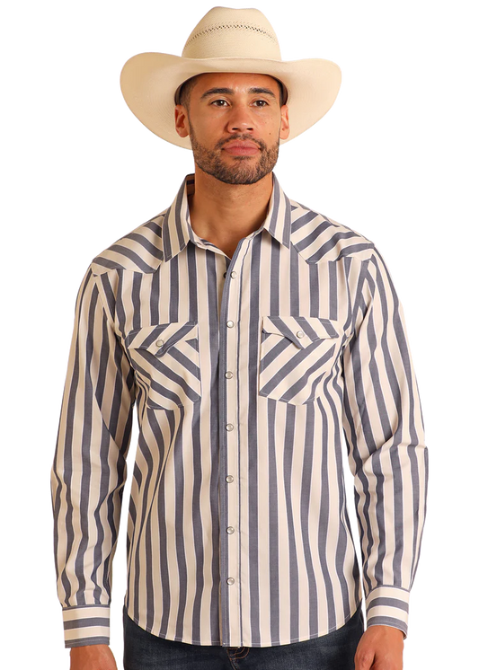 Modern Vintage Dobby Striped Long Sleeve Snap Shirt