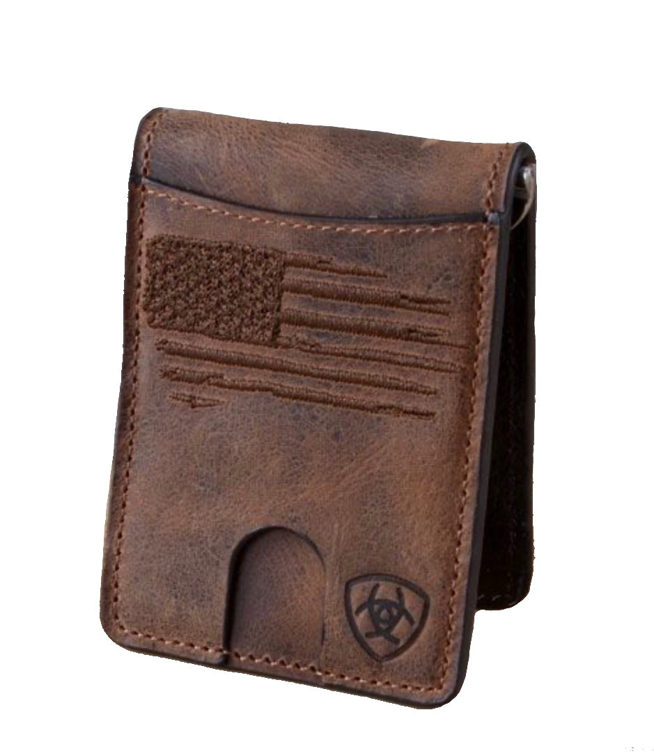ARIAT stitched flag bi-fold money clip