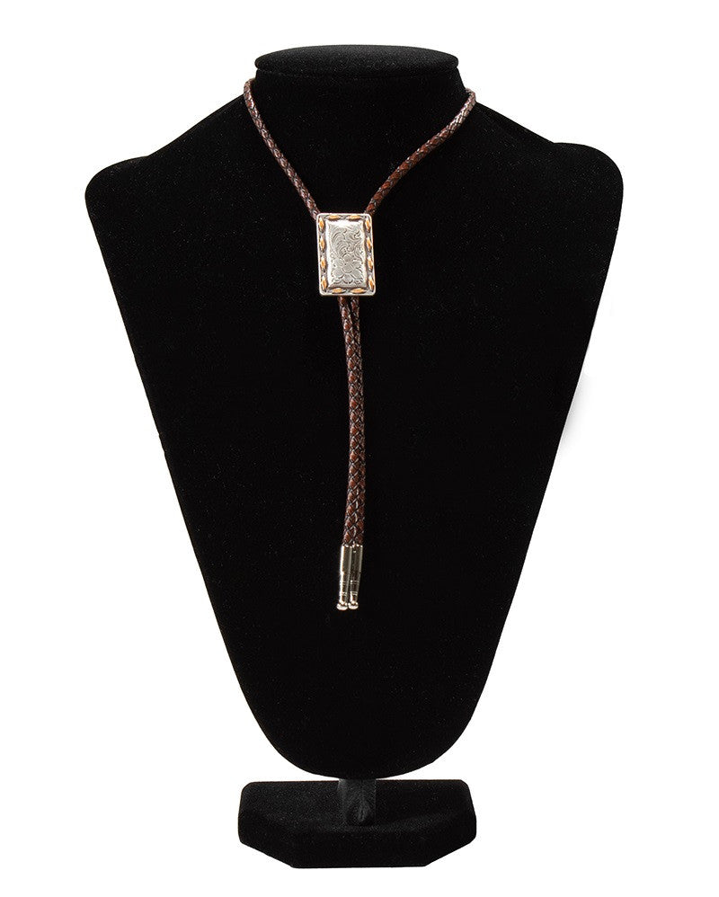 Double S Rectangle Buck Lace Concho Bolo Tie