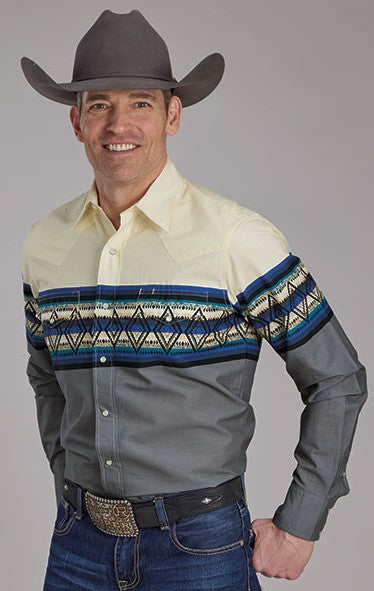 ROPER RETRO DIAMOND BORDER SNAP PRINT GREY/CREAM