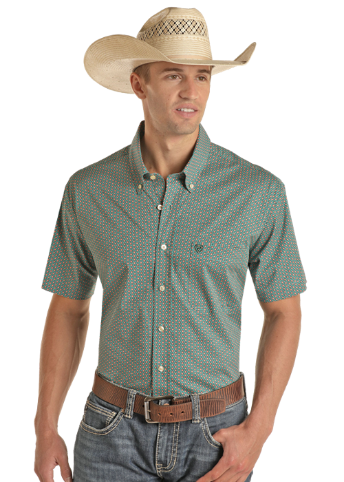 Teal Bloom Button Up