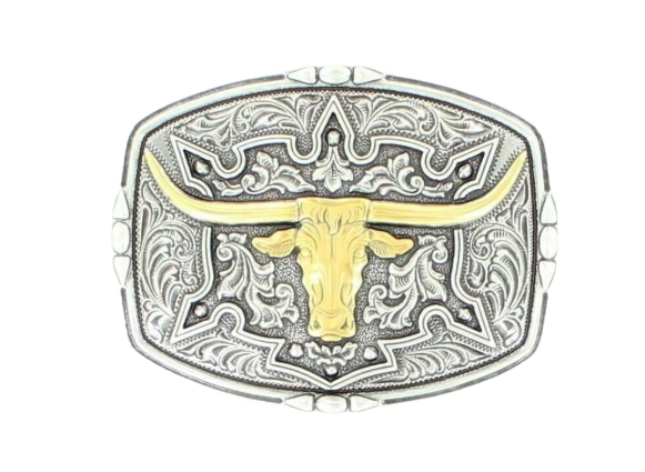 Nocona Mens Western Longhorn Rectangular Belt Buckle