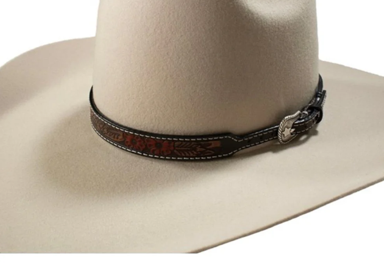 Twister Hat Band - Tooled Floral Design
