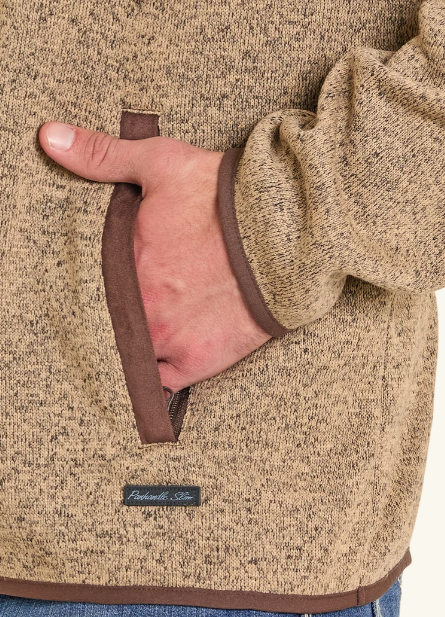 Garret's Tan Melange Knit Henley Pullover