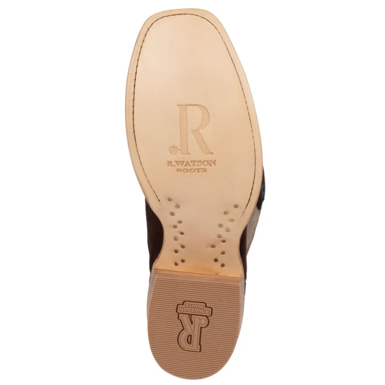 R. Watson Chocolate Roughout Western Boot