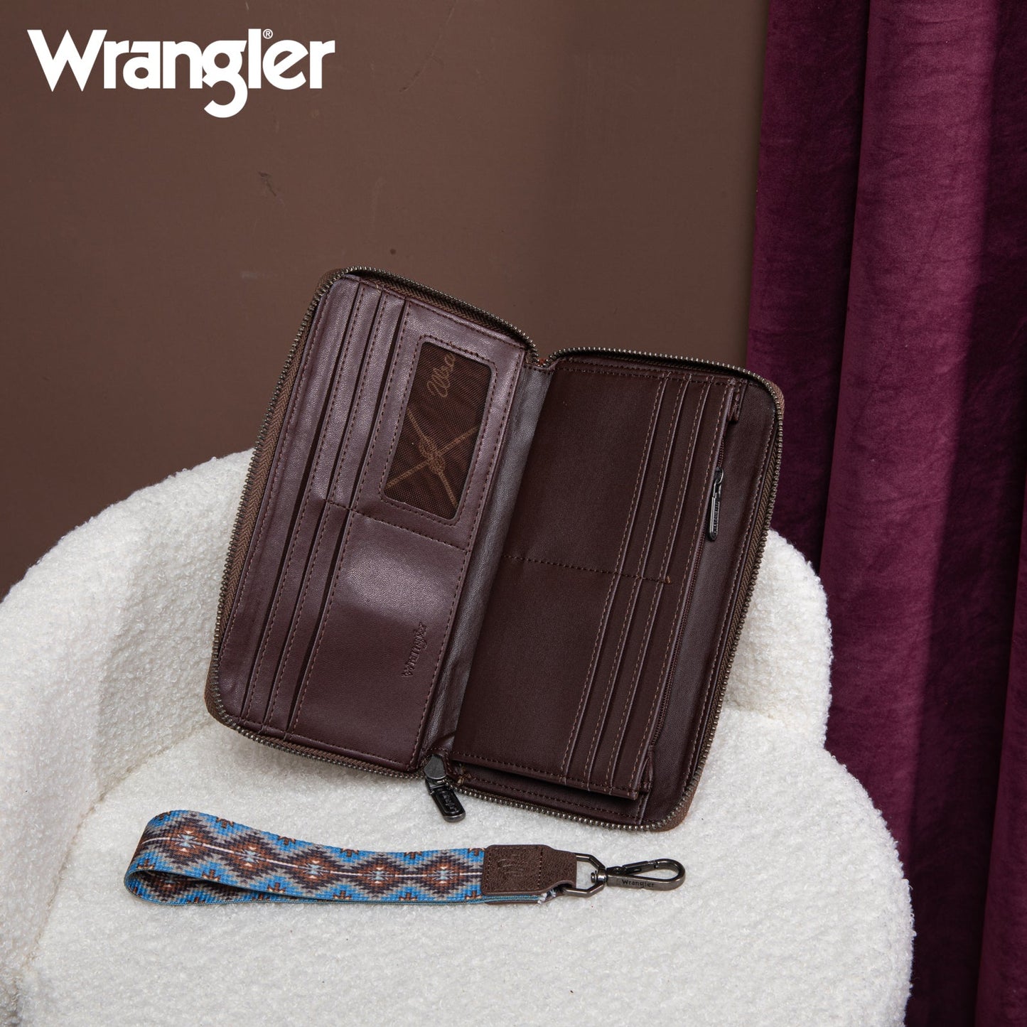 Wrangler Southwestern Art Print Wallet Coffee