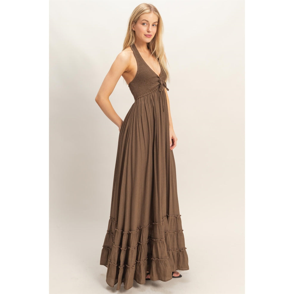 Halter Chocolate Maxi Dress