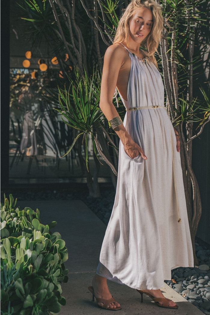 Multi Bead Linen Maxi Dress