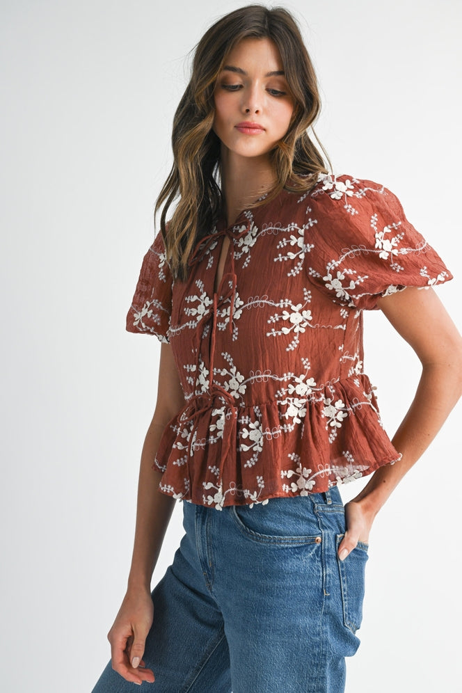 Floral Peplum Maroon