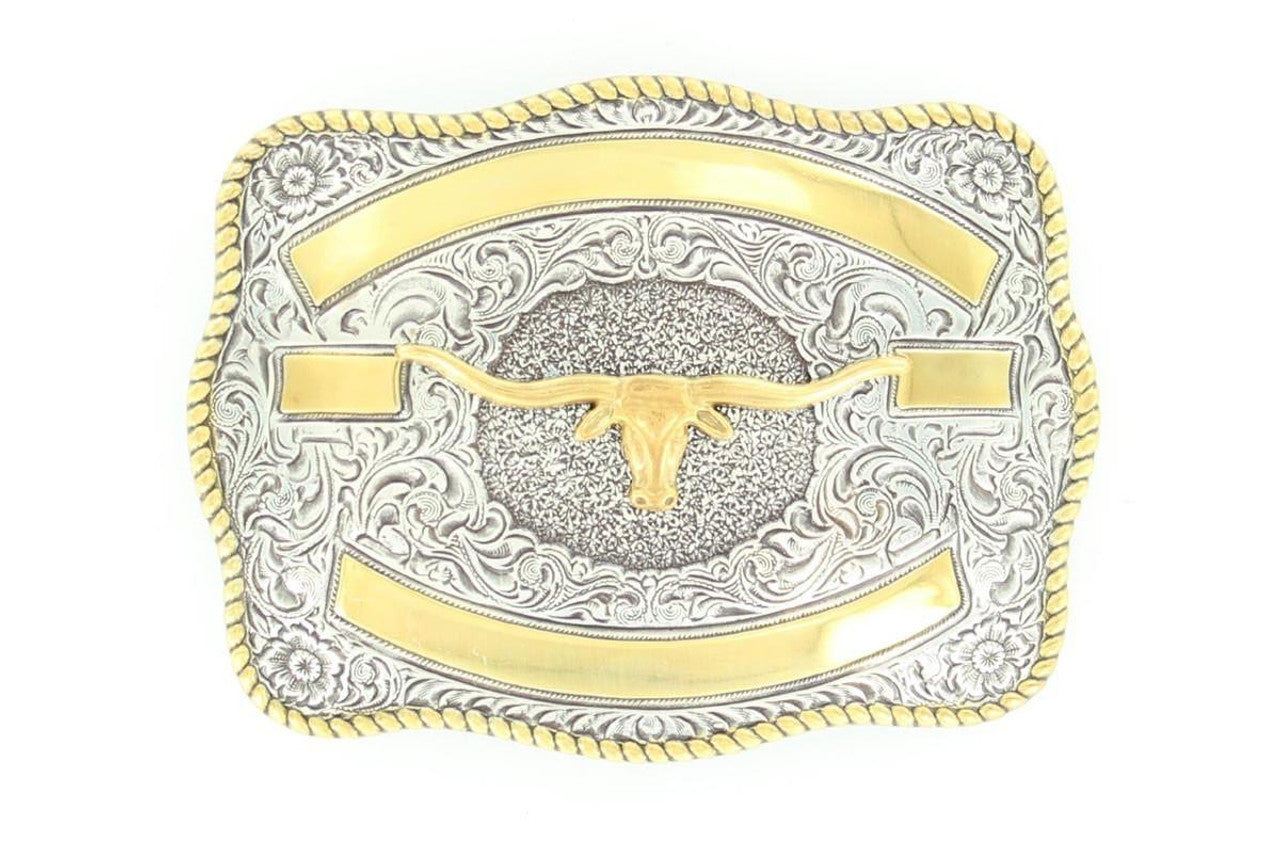 Crumrine® Western Belt Buckle Longhorn Gold Silver