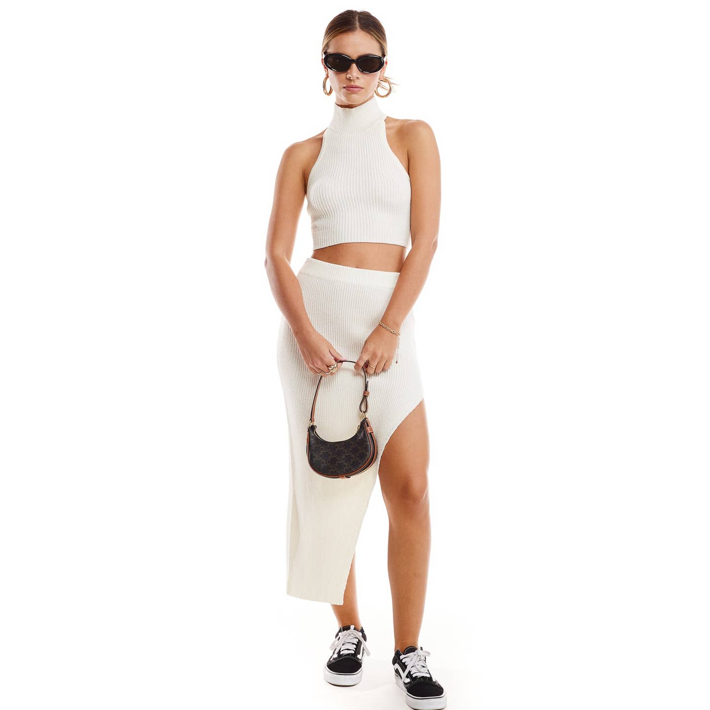 Riviera Cream Tank Top & Midi Skirt Set