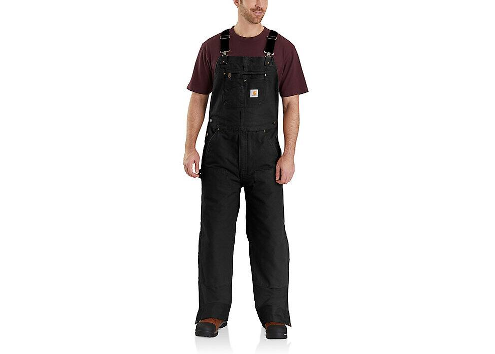 Carhartt Loose Fit Washed Duck Insulated Bib Black