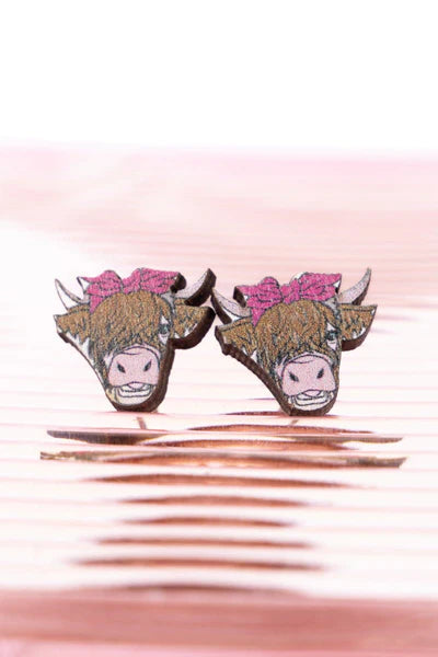 Heifer wooden earring