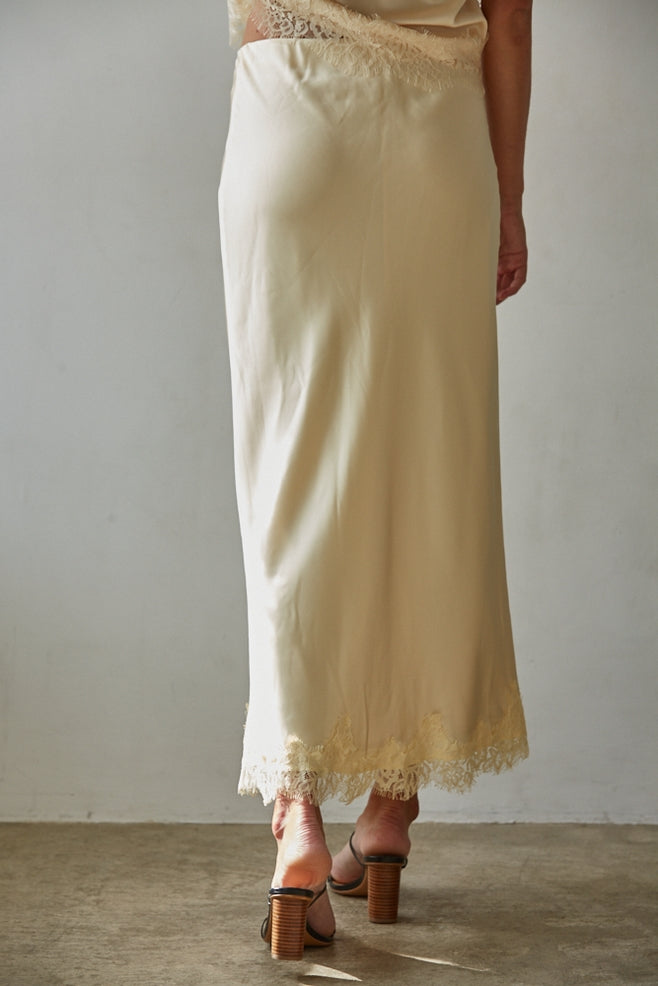 Butter Satin Midi Skirt