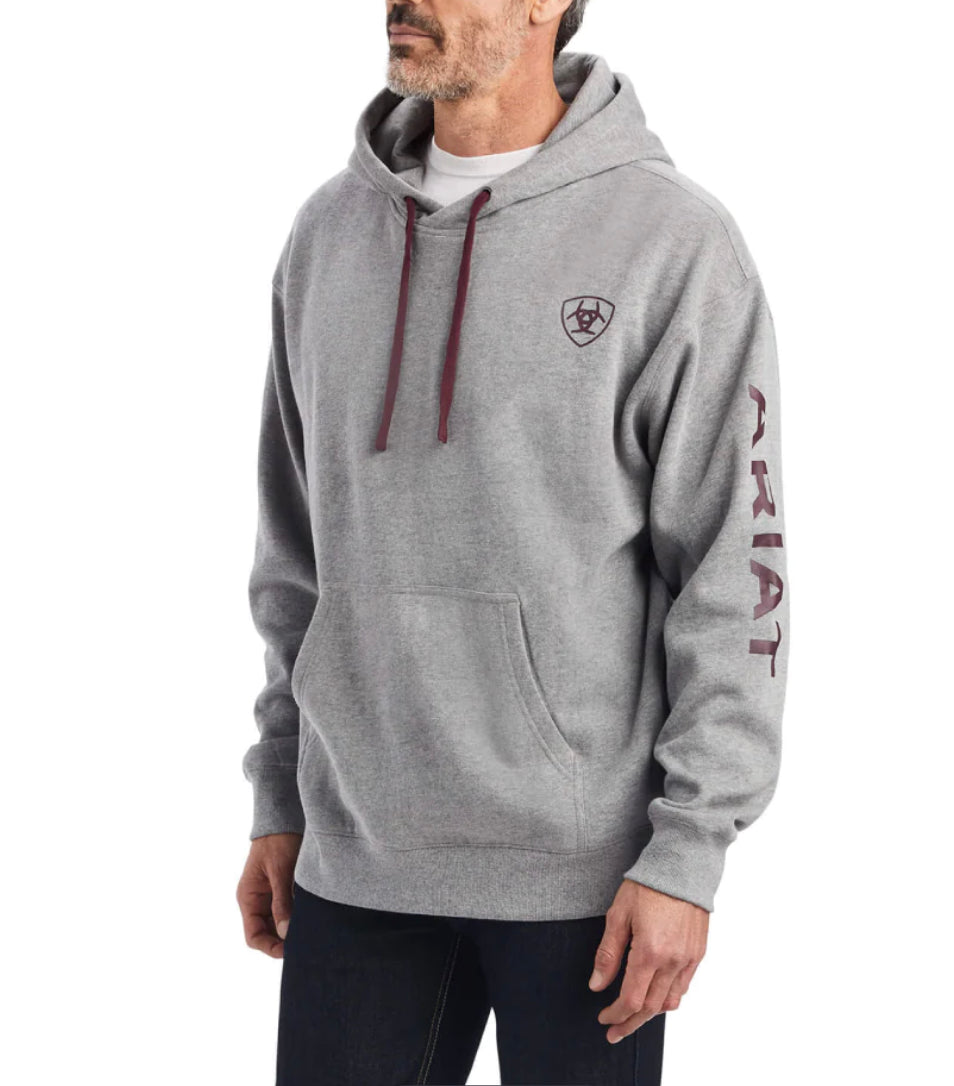 Ariat mens burgundy and gray logo hoodie