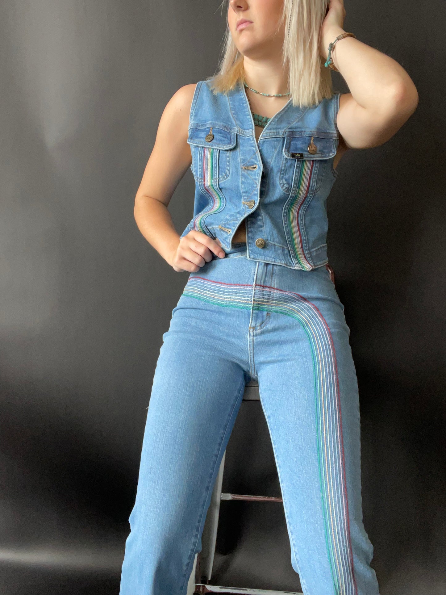 Final Sale ✨Lee Vintage Charlie's Angels Rainbow Jeans