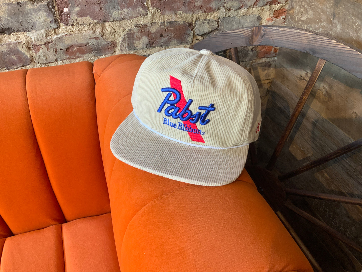 Pabst Blue Ribbon, Tan 5-Panel Hat With Logo