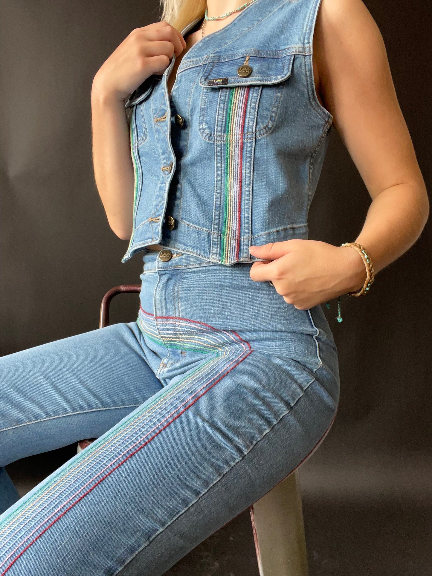 Final Sale ✨Lee Vintage Charlie's Angels Rainbow Jeans
