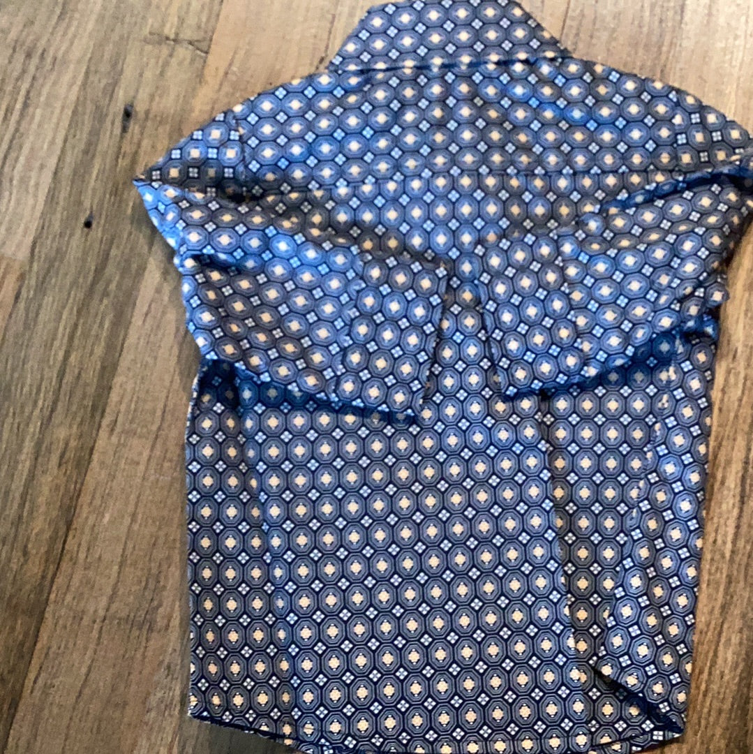 Youth cinch navy button up