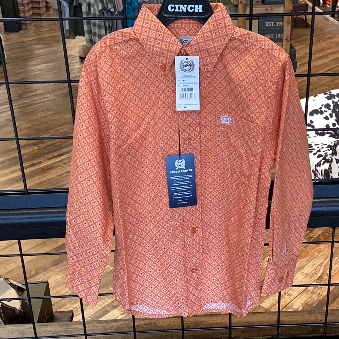 Youth Cinch button down geometric print