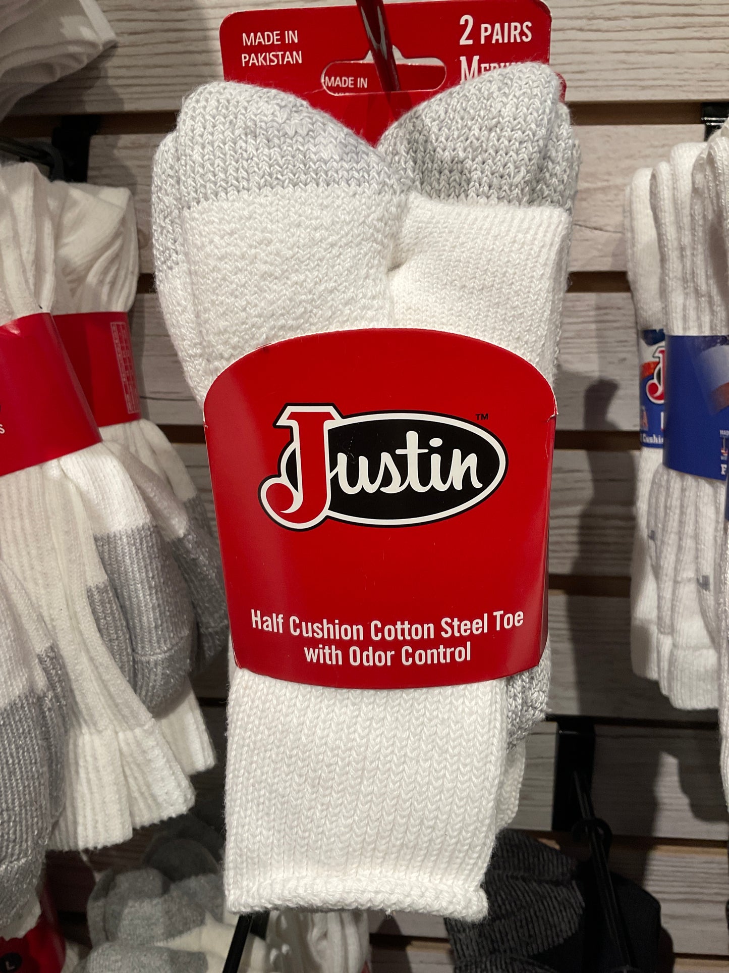 Justin Steel Toe Crew white
