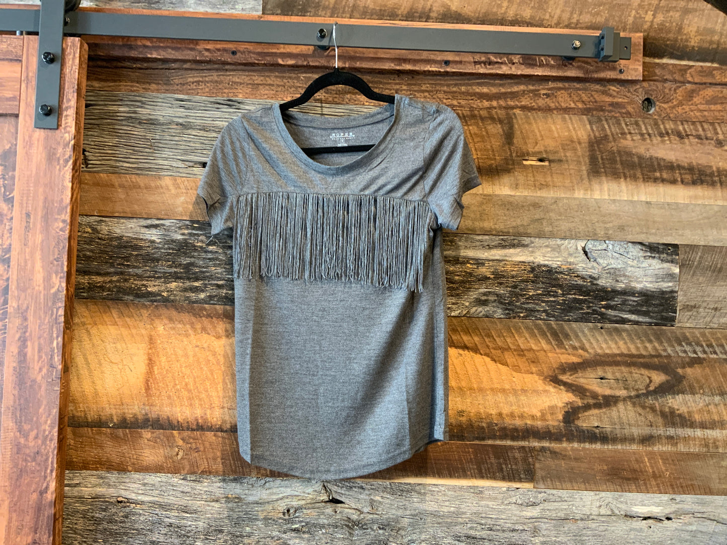 Roper Charcoal Fringe Tee
