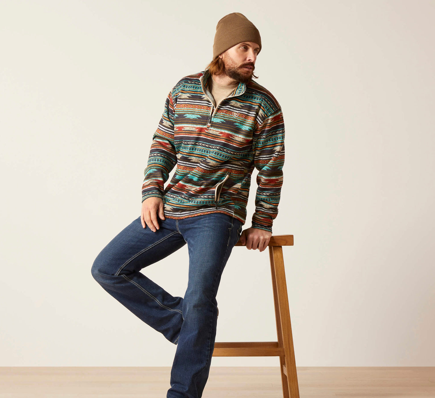 Caldwell 1/4 Zip Sweater Biscay Bay Serape