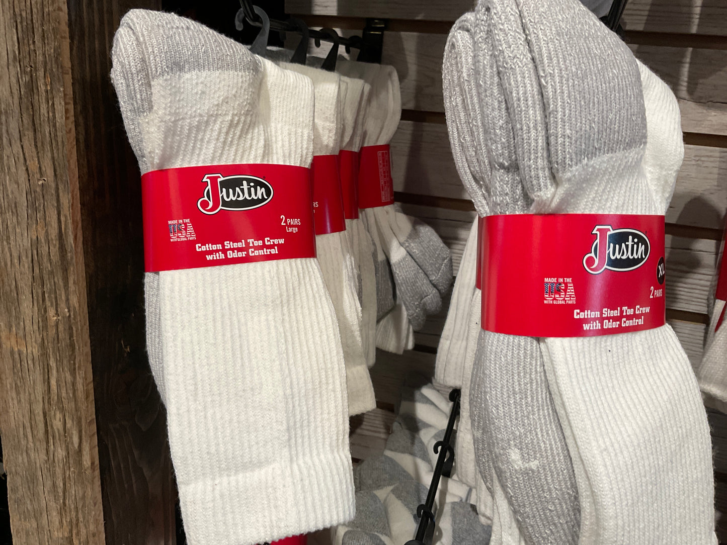 Justin Steel Toe Crew White Half