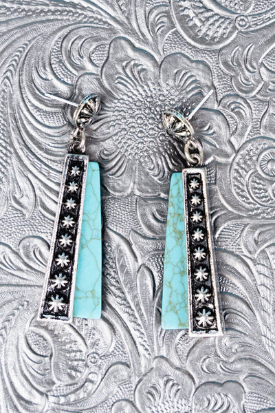 Turquoise Pillar Drop Earrings