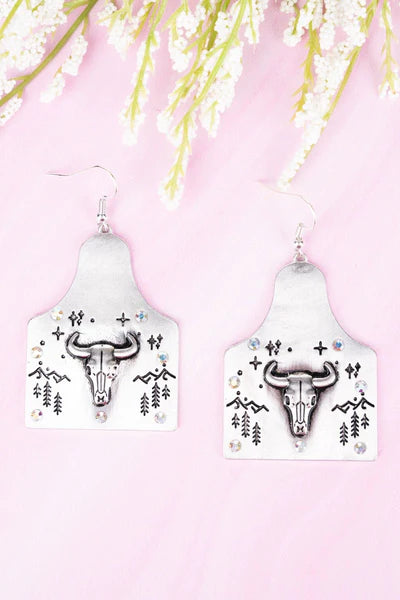 Skull Cowtag Earrings