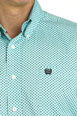 Final Sale ✨ Cinch Men's Turquoise Geometric Button-Down