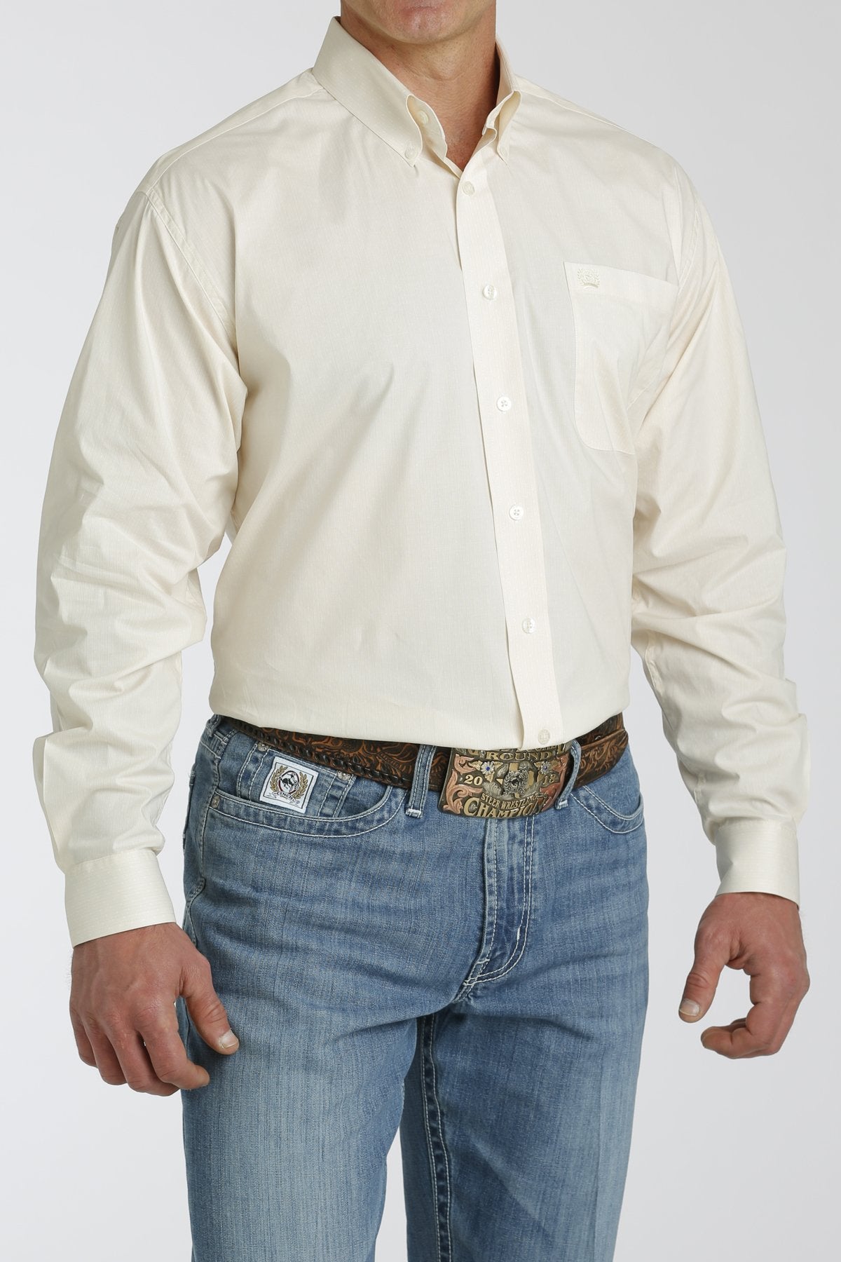 Cinch Cream Blurred Lines Button Up Men's Shirt
