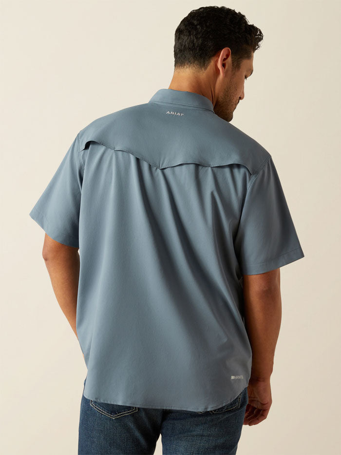 Ariat Western VentTEK Newsboy Blue Short Sleeve Shirt