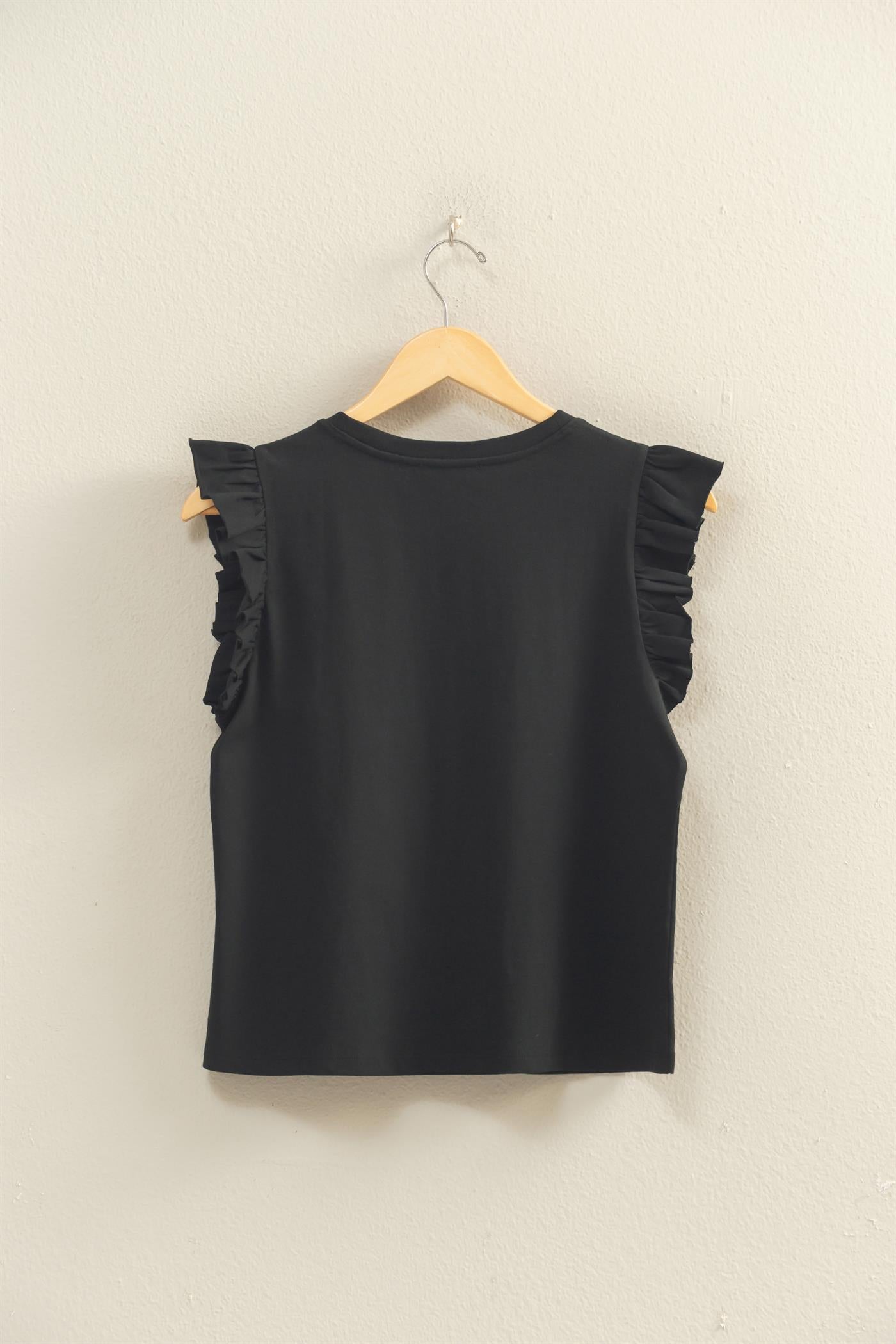 Midnight Ruffle Cap Sleeve Top