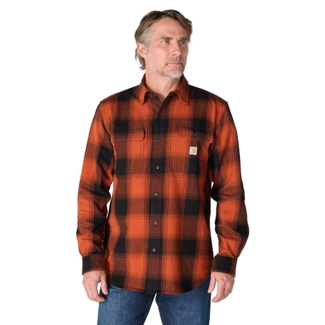 Carhartt Hubbard Loose Long Sleeve Plaid Shirt Homestead Red