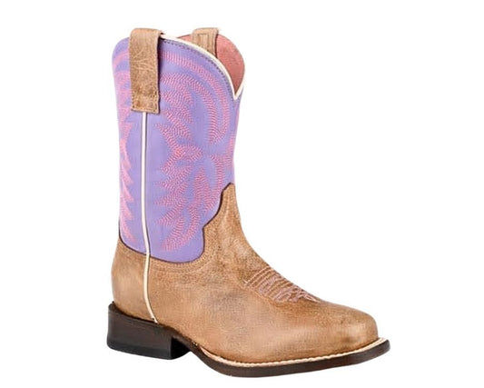 Roper Lil Kid's Tan/Light Purple Leather Boots