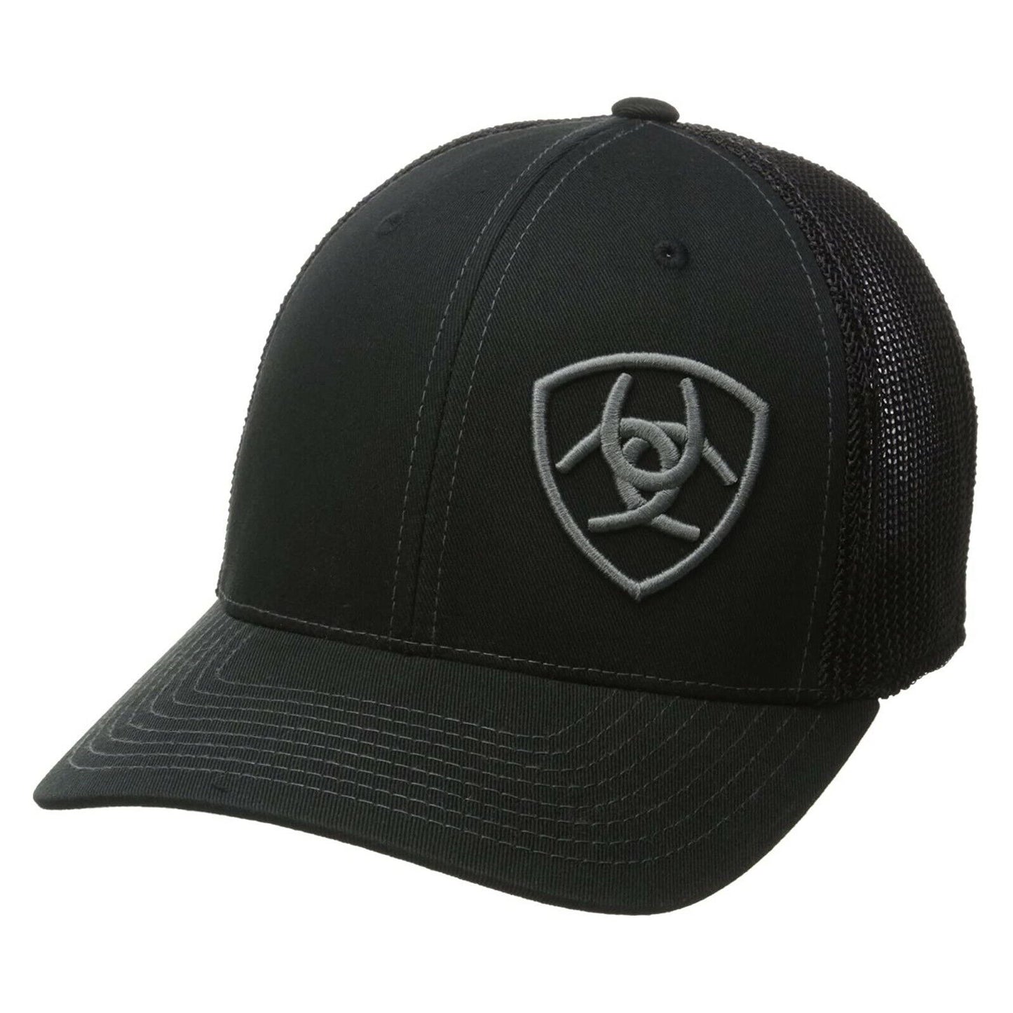 Ariat Black With Grey Logo Mesh Snap Back
