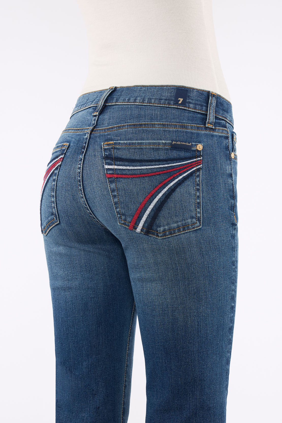 7 For All Mankind Dojo Royalty Tailorless Red White Blue -Short