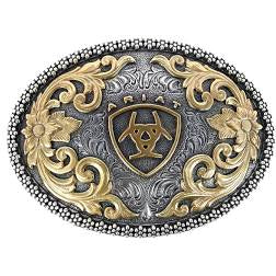 ARIAT gold logo belt buckle