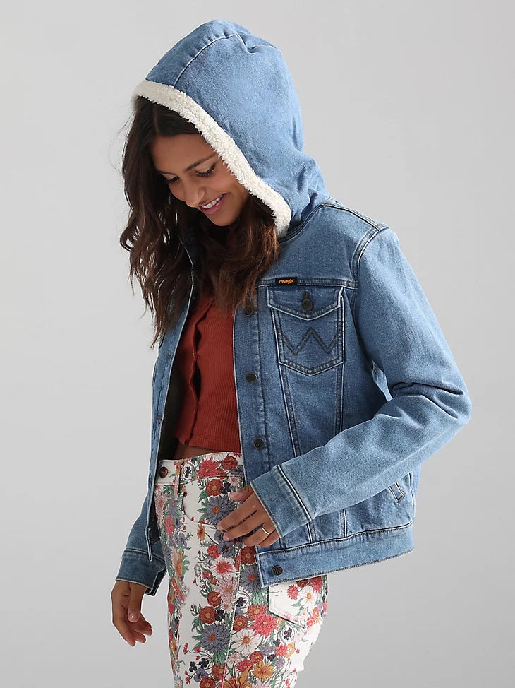 The Hooded Wrangler Retro Denim Sherpa Lined jacket