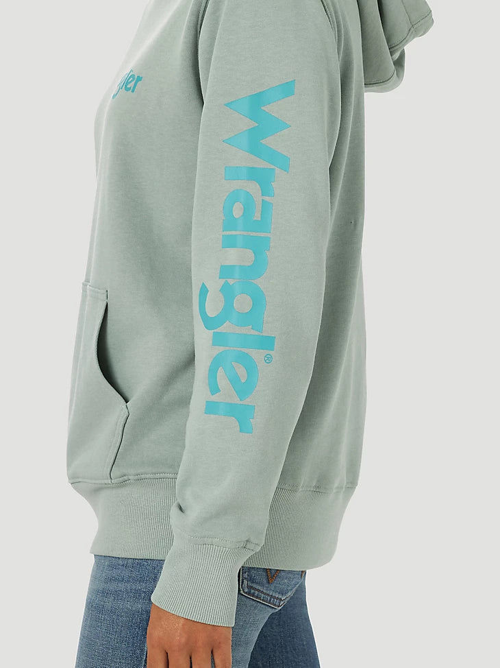 Sale ✨Washed Teal Wrangler Retro Logo Women's Hoodie
